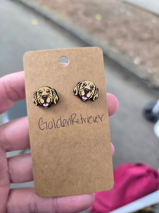 Golden retriever face stud earrings