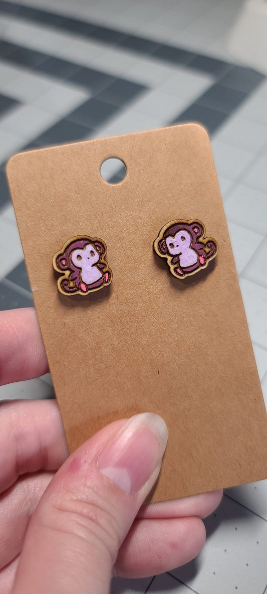 Monkey studded earrings-monkey studs- year of the monkey studs-baby monkey earrings