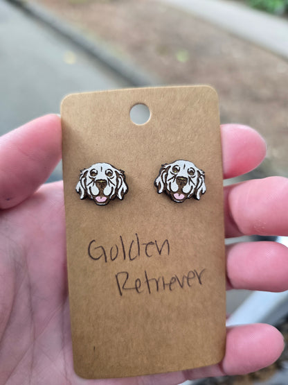 Golden retriever face stud earrings