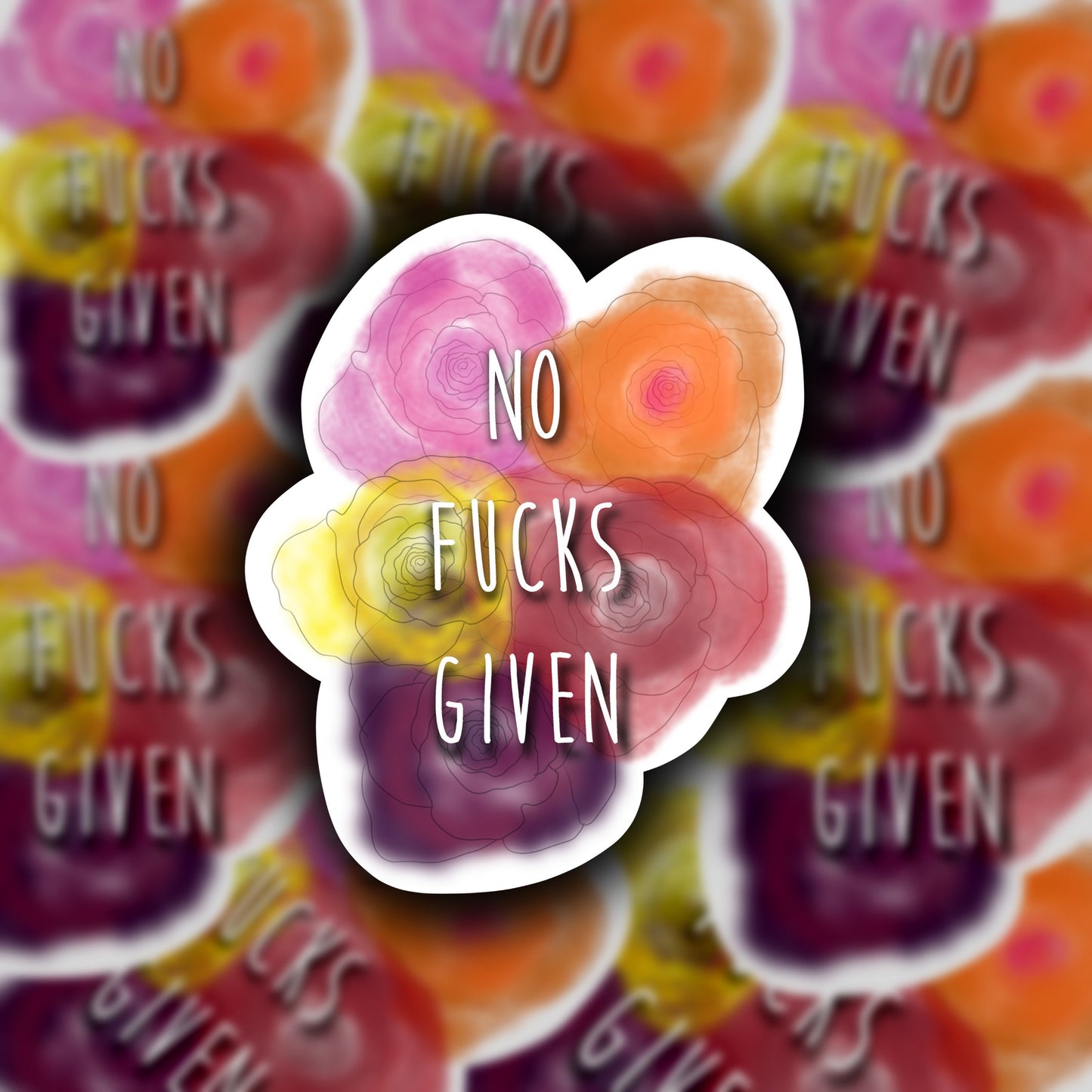 No fucks given sticker-no fucks given-zero fucks sticker-floral sticker-no FS given-flower sticker-adult sticker-laptop sticker-weatherproof