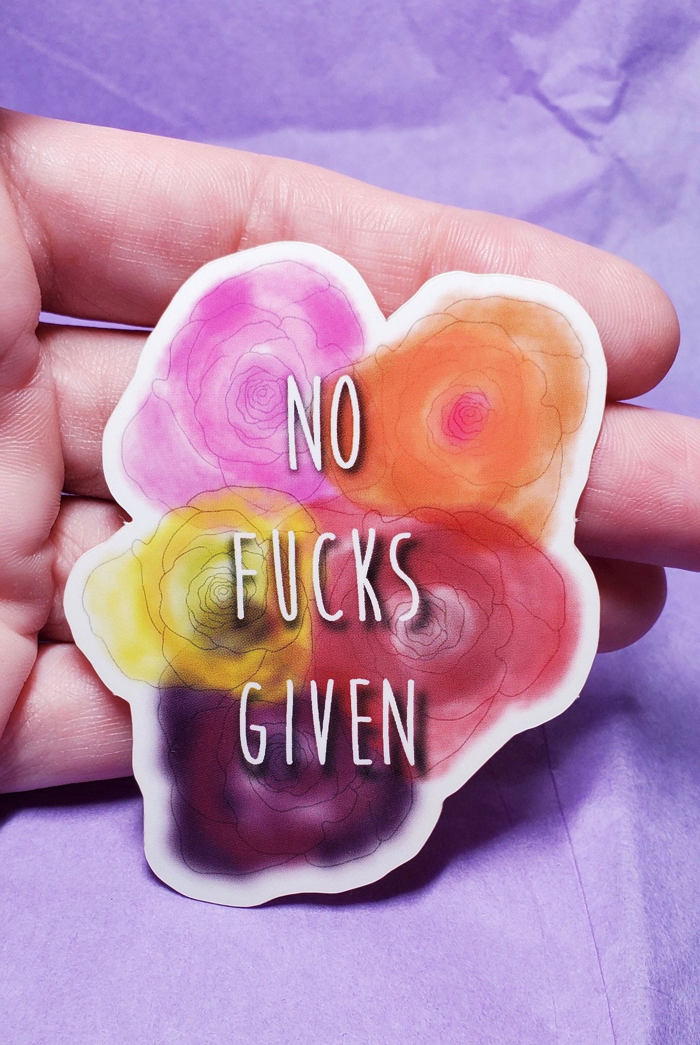 No fucks given sticker-no fucks given-zero fucks sticker-floral sticker-no FS given-flower sticker-adult sticker-laptop sticker-weatherproof