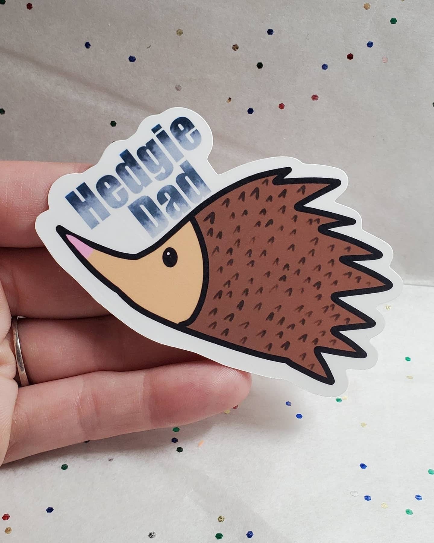 Hedgie dad sticker-hedgehog dad-hedgie parent-stickers-laptop stickers-glossy stickers-weatherproof-dishwasher safe