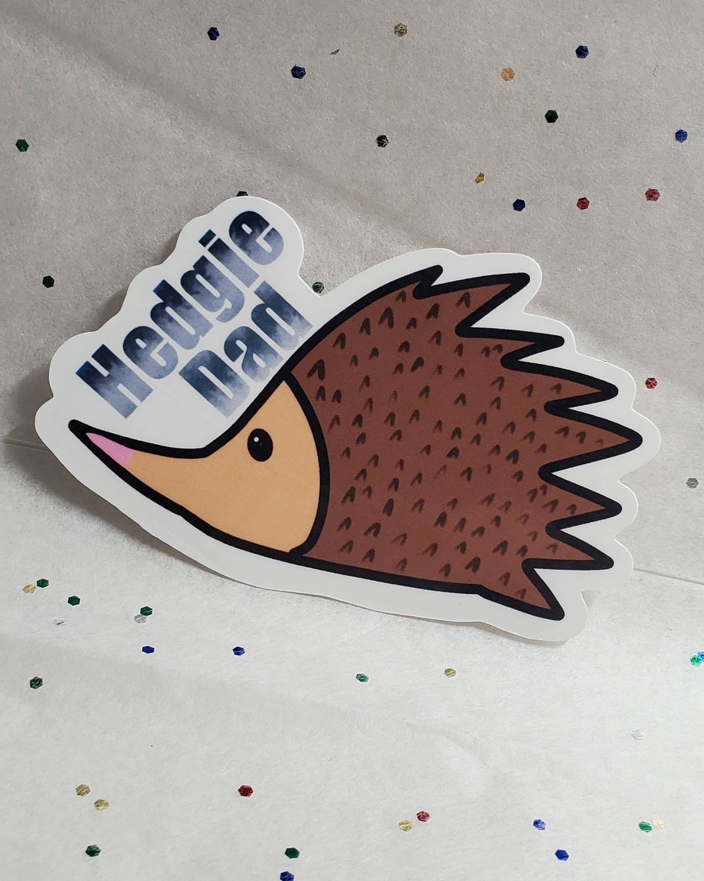 Hedgie dad sticker-hedgehog dad-hedgie parent-stickers-laptop stickers-glossy stickers-weatherproof-dishwasher safe