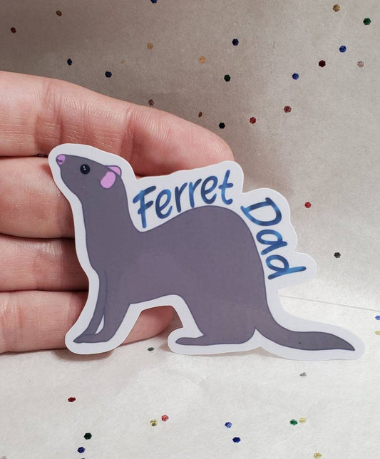 Ferret dad sticker-ferret dad-ferret sticker-laptop sticker-glossy ferret sticker-ferret parent-weatherproof-dishwasher safe