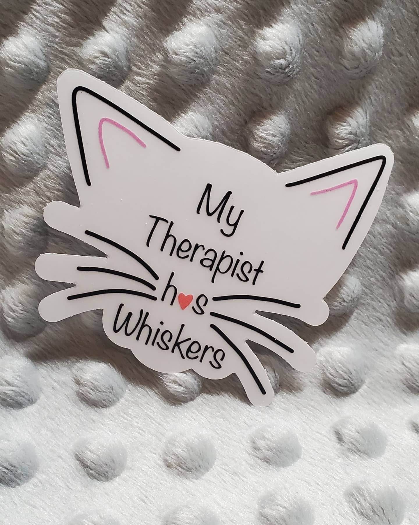 My therapist has whiskers clear sticker-cat sticker-clear sticker-my cat is my therapist-clear cat sticker-cat whiskers