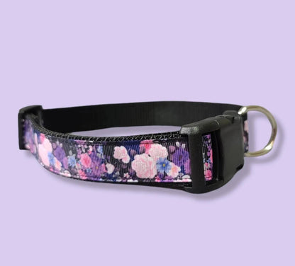 Purple/Pink floral adjustable dog collar for Medium-large size dogs dog collars-collars for dogs-ready to ship-floral collar-flowers print