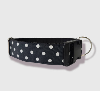 Black with white dots adjustable dog collar for large to Extra Large size dogs-ready to ship-large dog collar-collars for dogs