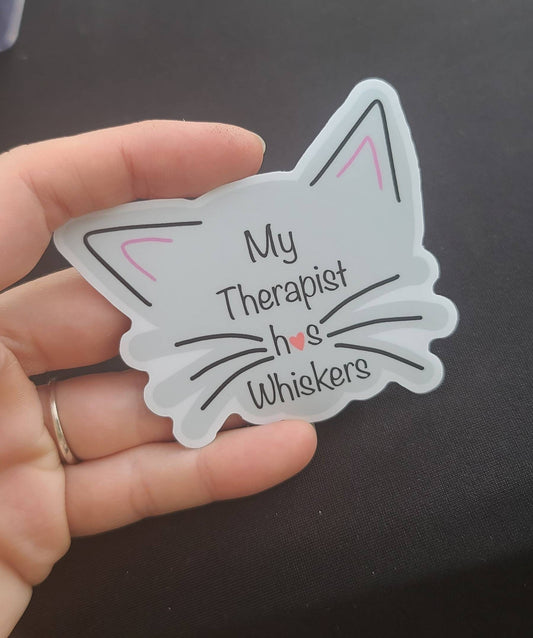 My therapist has whiskers matte sticker-laptop sticker-cat sticker-weatherproof sticker-waterproof sticker-sticker for car-kitten sticker