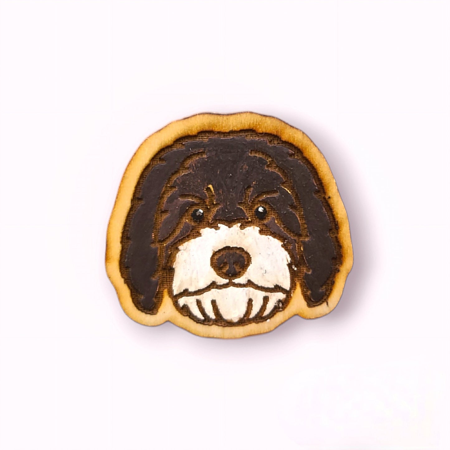 Doodle Pin-golden doodle Retriever-dog head pin-dog breed pin-doodle dog face pin-wood pin