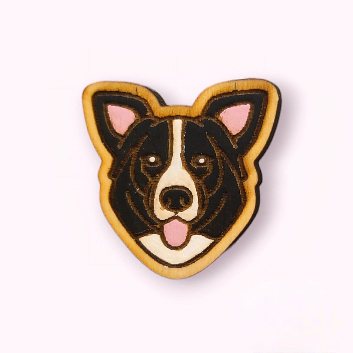 Border Collie Pin-border collie pin-dog head pin-dog breed pin-border dog face pin-wood pin-collie