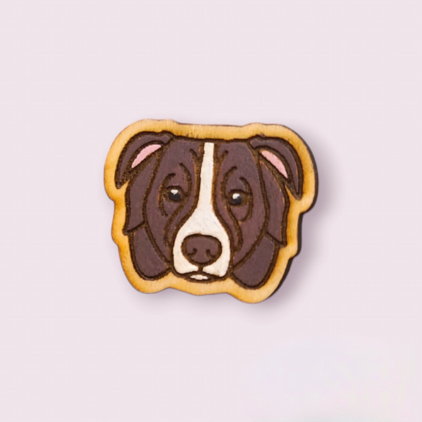 Aussie Pin-Australian shepherd pin-dog head pin-dog breed pin-shepherd dog face pin-wood pin-aussie-brown aussie