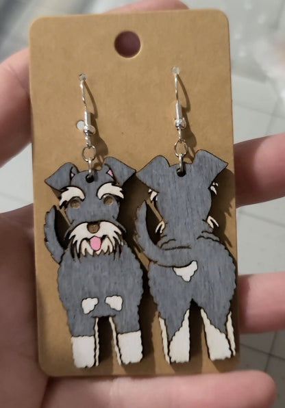 Schnauzer dangle earrings-schnauzer earrings-schnauzer dog dangles-schnauzer dog earrings-schnauzer dangles