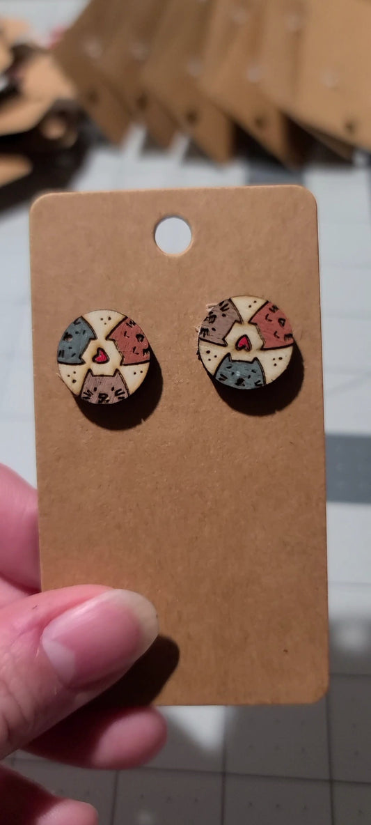 Kitty cat faces studded earrings-cat face studs-kitty cat studs-kitty cats earrings