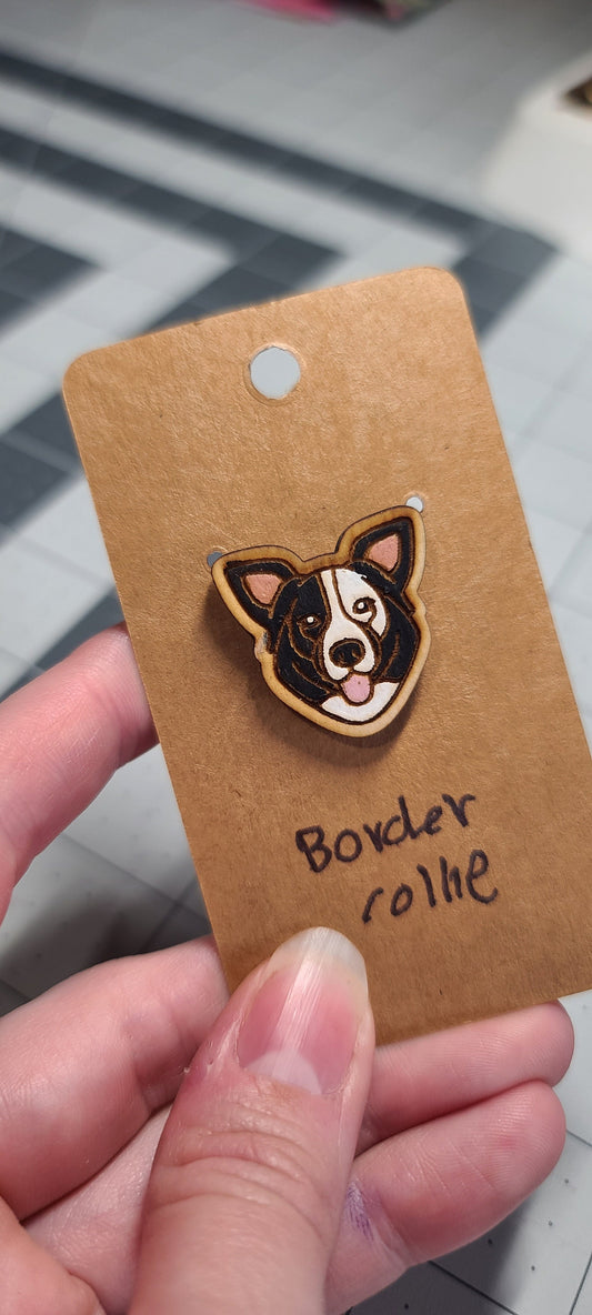 Black and white border collie Pin-border collie pin-dog head pin-dog breed pin-border dog face pin-wood pin-collie