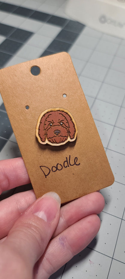 Red golden doodle Pin-golden doodle Retriever-dog head pin-dog breed pin