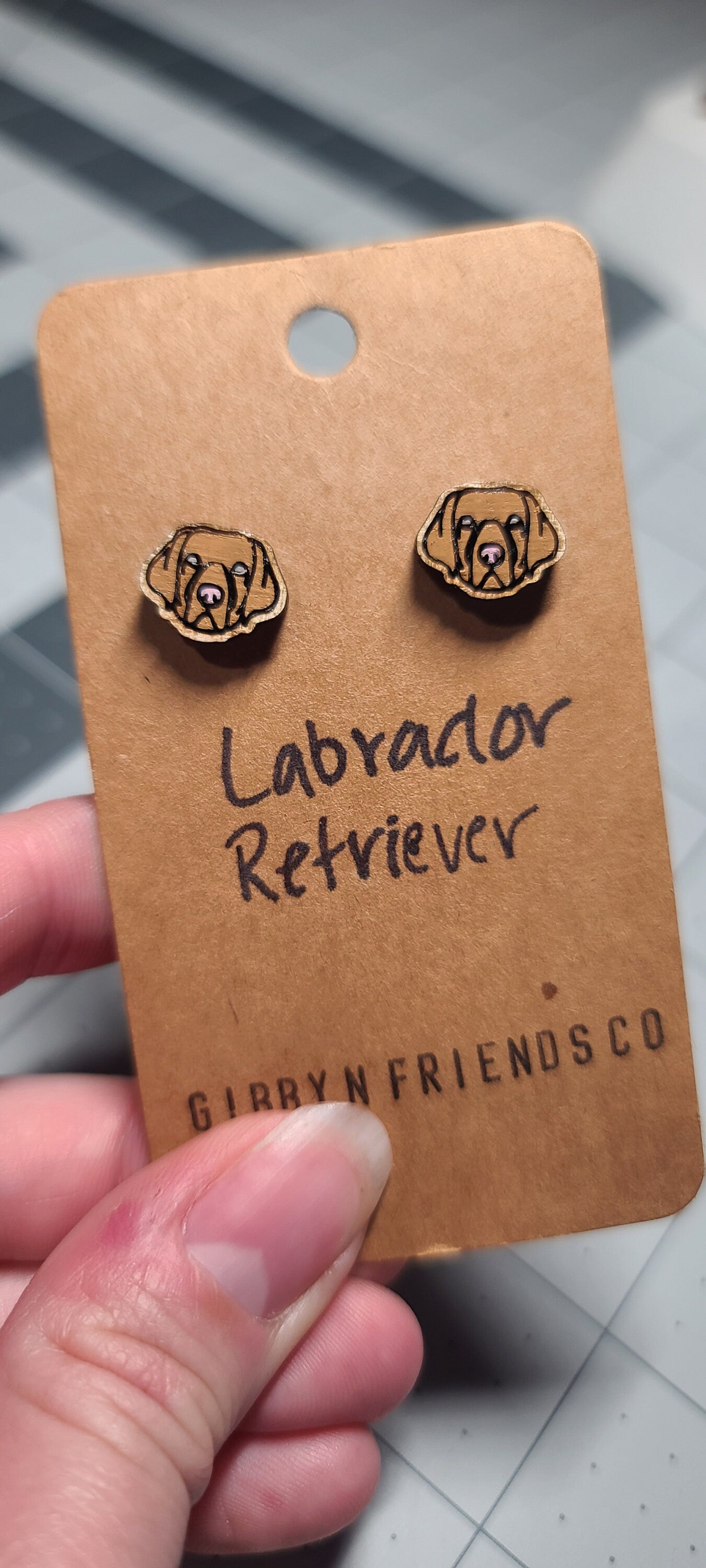 Labrador retriever laser cut wood stud earrings-labrador dog studs-labrador retriever dog earrings-stud labrador earrings-labordor