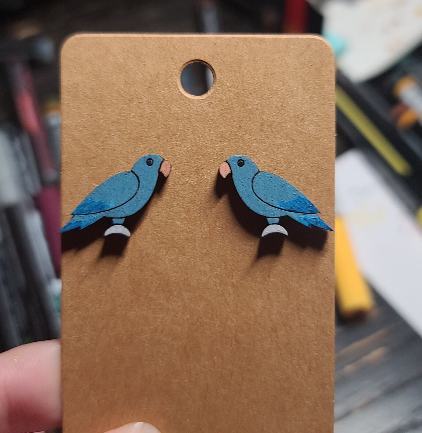 Blue parrots studded earrings-blue parrotlet studs-parrotlet studs-parrotlet earrings