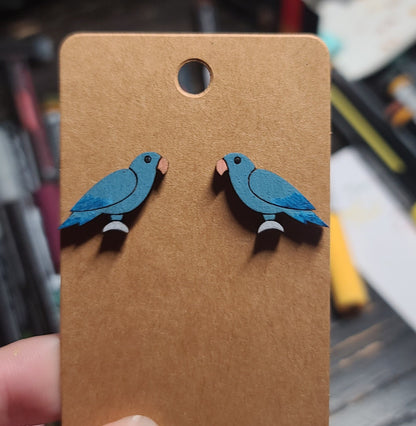 Blue parrots studded earrings-blue parrotlet studs-parrotlet studs-parrotlet earrings