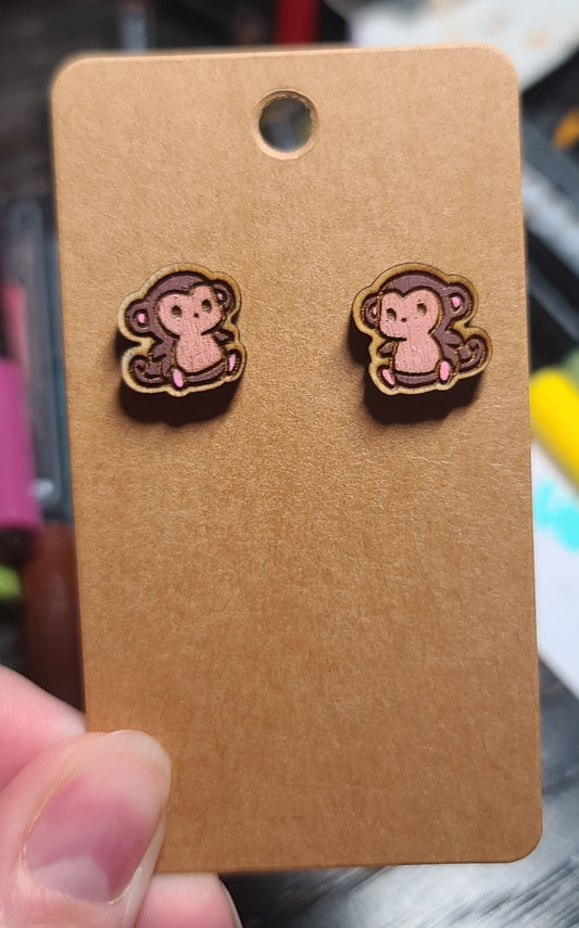 Monkey studded earrings-monkey studs- year of the monkey studs-baby monkey earrings