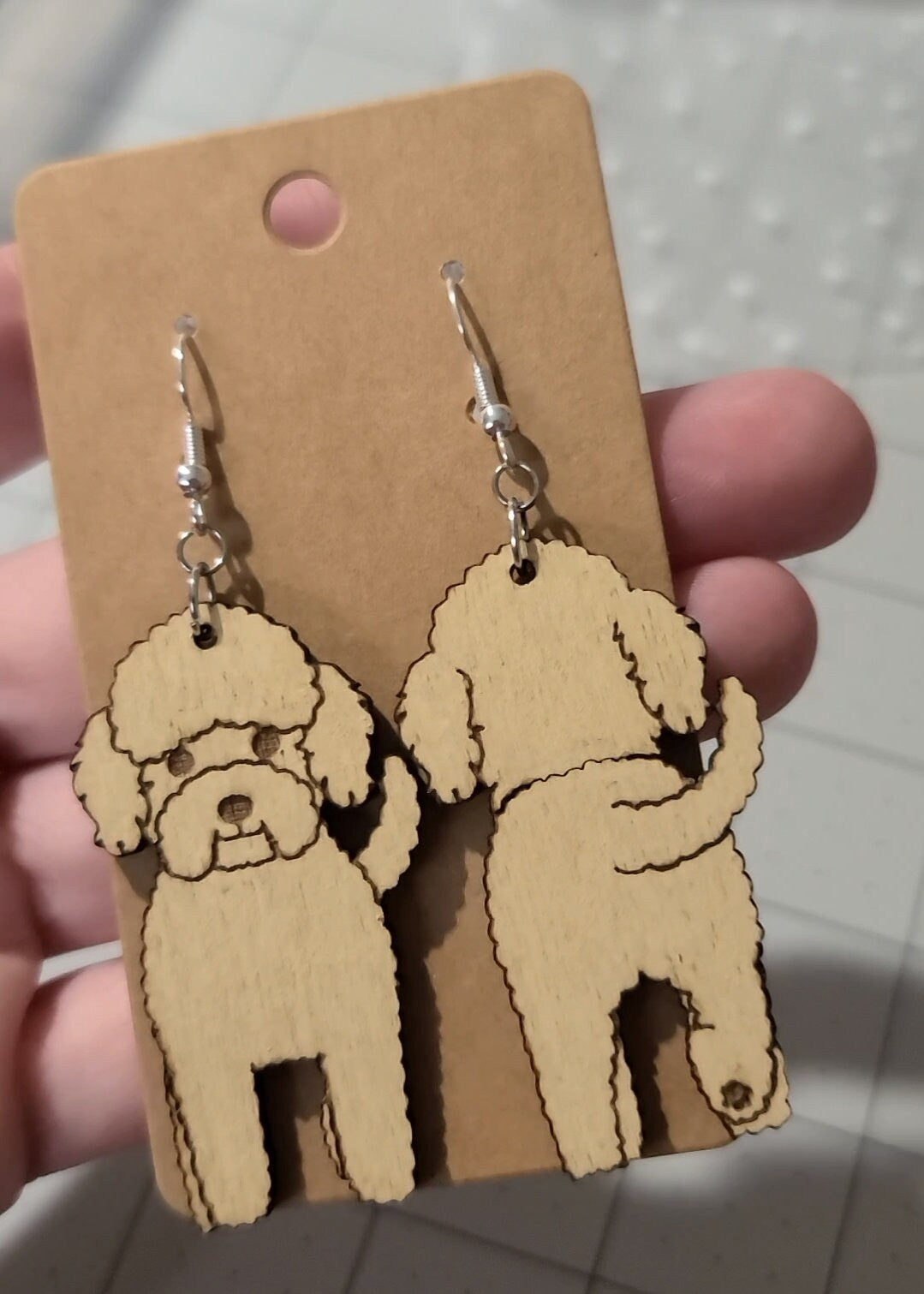 Golden doodle dangle earrings-doodle butt earrings-holden doodle dog dangles-doodle dog earrings-doodle dangles-Golden doodle