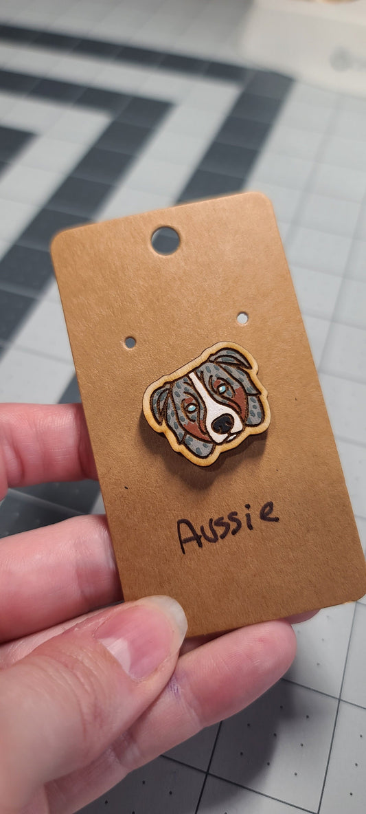 Blue merle Aussie Pin-Australian shepherd pin-dog head pin-dog breed pin-shepherd dog face pin-wood pin-aussie-blue merle aussie dog