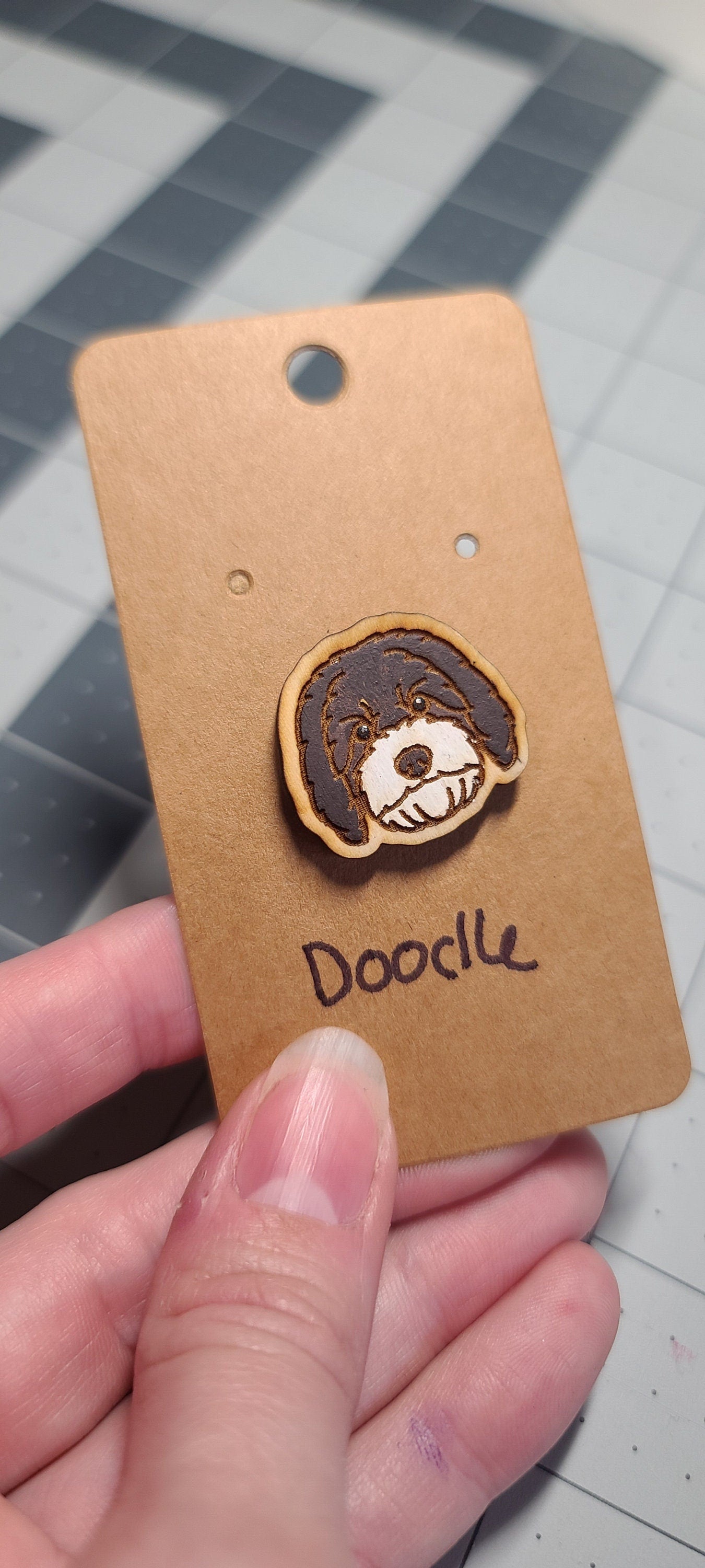 Doodle Pin-golden doodle Retriever-dog head pin-dog breed pin-doodle dog face pin-wood pin